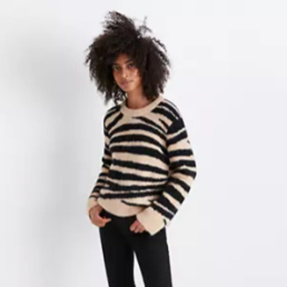 Madewell Pullover Fuzzy Sweater In Tiger Stripe